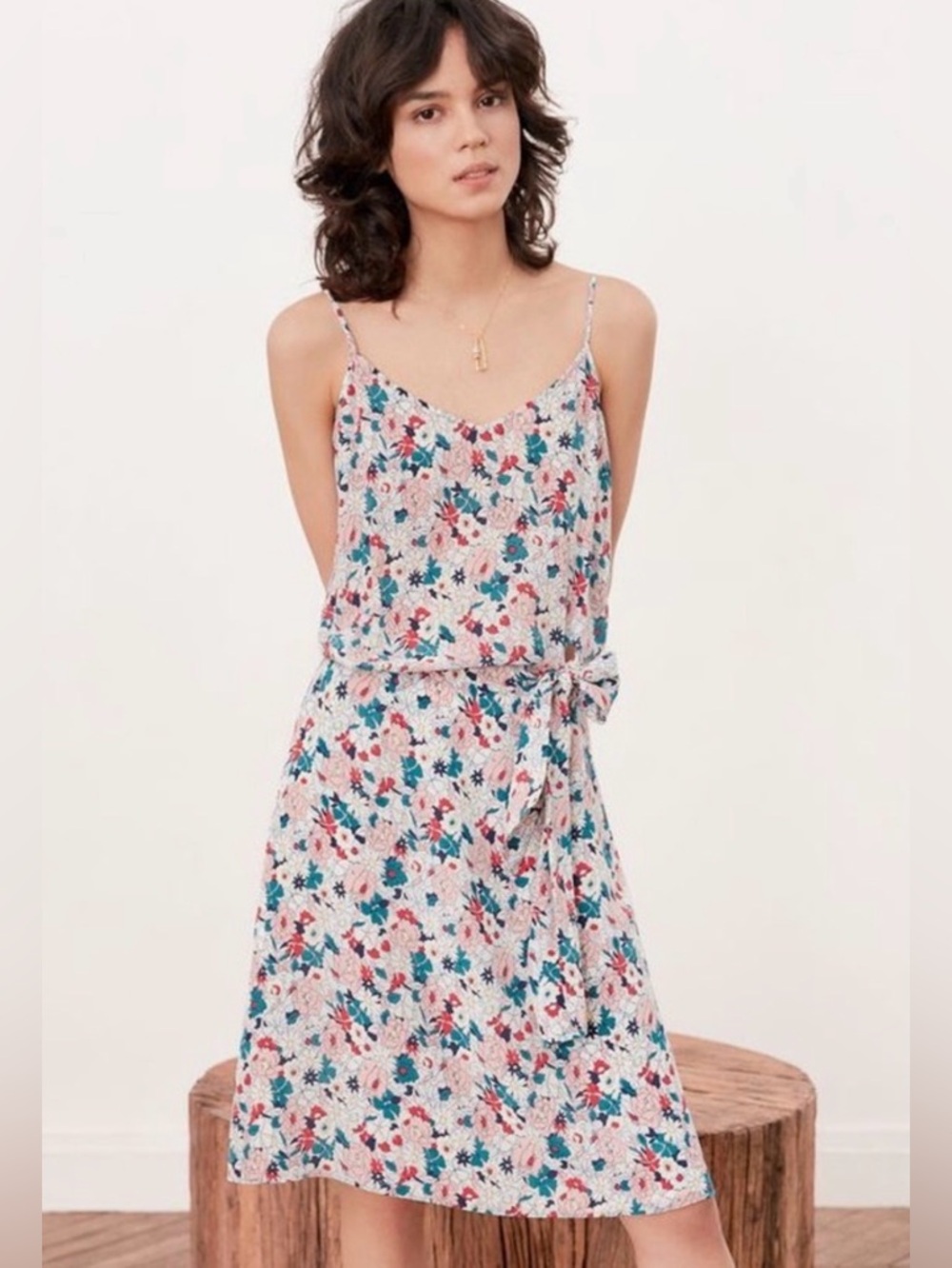 Comptoir des Cotonniers Silk Floral Wrap Dress XS | French Boho Cottagecore Mini